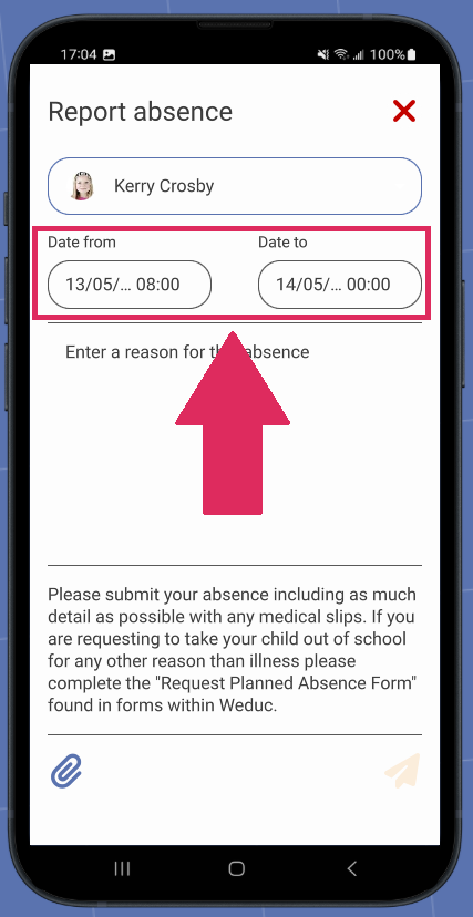 How do I report an absence for my child?